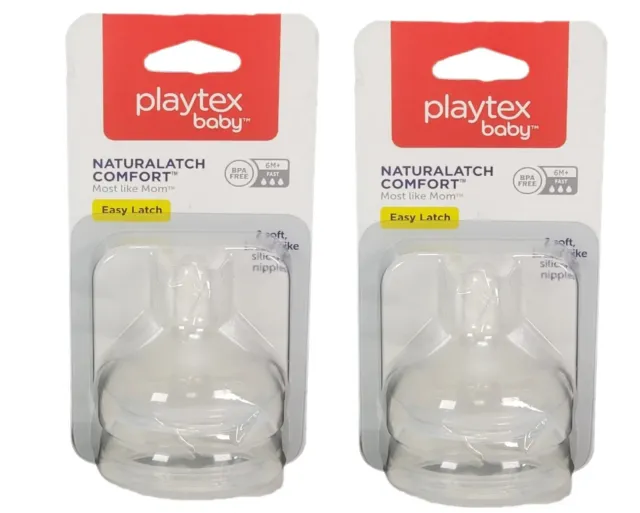 Playtex Baby Naturalatch Comfort Silicone Nipples 6m+ months Fast Flow (4 total)