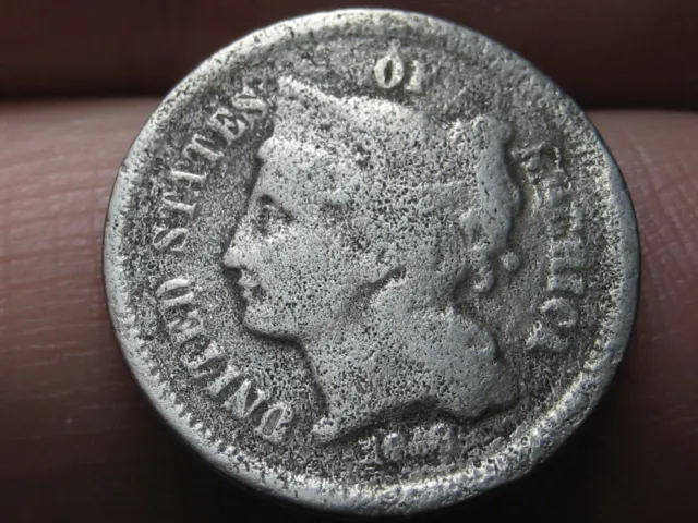 1868 Three 3 Cent Nickel- Good/VG Details