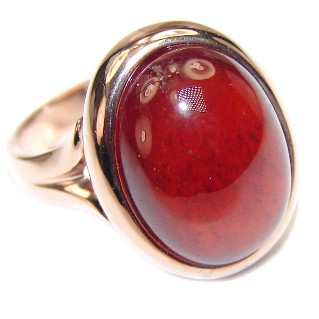 Genuine Garnet 18K Gold over .925 Sterling Silver handmade Cocktail Ring size: 5