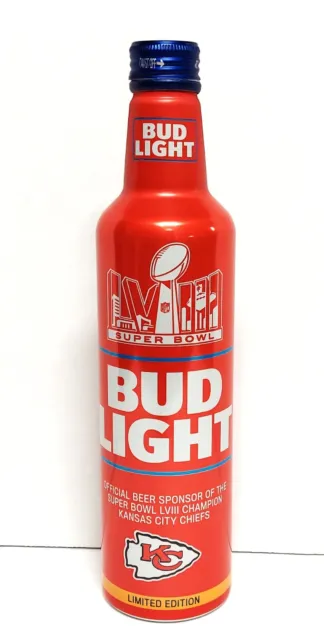 2024 Repeat Super Bowl Champs KANSAS CITY CHIEFS Bud Light Aluminum Beer Bottle