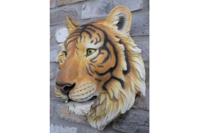 Tigerkopf Wand Safari Plakette Harz Büste Wohnkultur Ornament Skulptur Figur 3