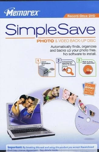 Memorex Simple Save Photo And Video Back Up Disc 4 Pack Record Once DVD Sealed