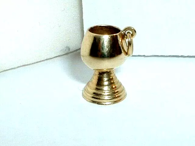 14k YELLOW GOLD COMMUNION CHALICE CUP RELIGIOUS PENDANT CHARM