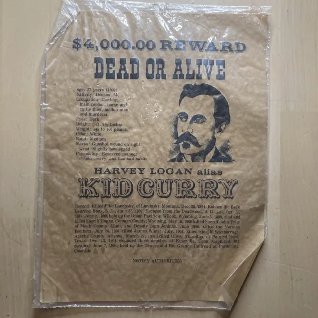 Kid Curry Harvey Logan wanted poster - Wild West Western Outlaw