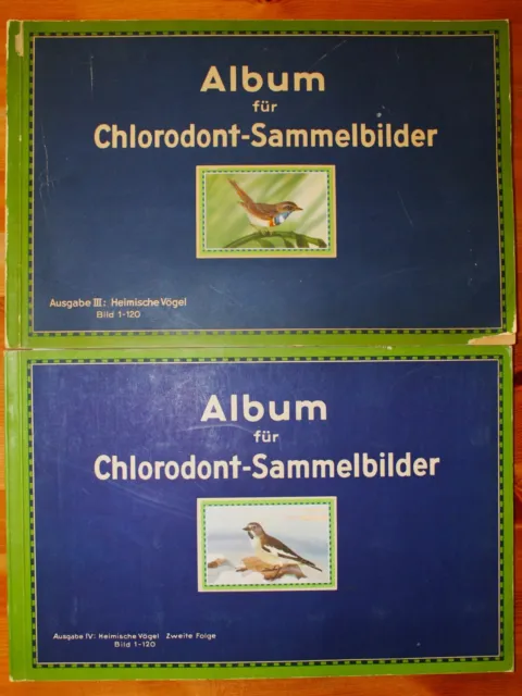 CHLORODONT-Sammelbilder, 2 Alben "Heimische Vögel", 160 Bilder