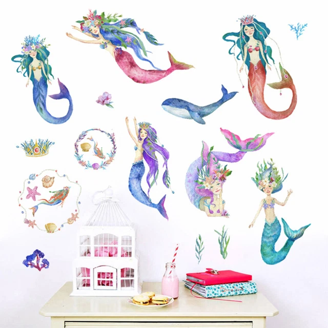 Dessin animé sirène princesse stickers muraux enfants chambre Layout