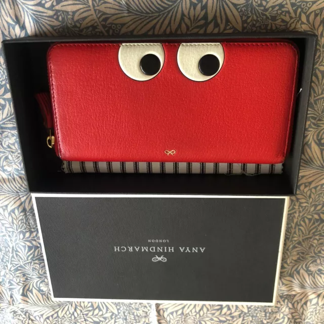 Anya Hindmarch Large zip Around eyes wallet Purse Red Leather