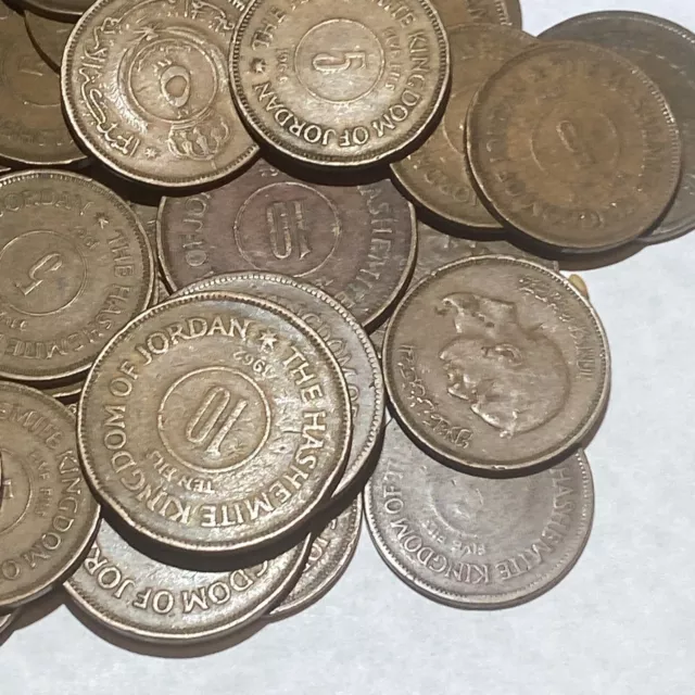 Jordan Coin Lot 58 Mix Date 5,10 Fils Coins 1949-1967 2