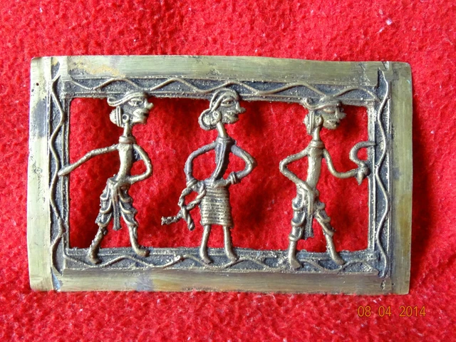 World Rare Vintage African Tribal People Liberian Hand Carved Brass Fine Art #09
