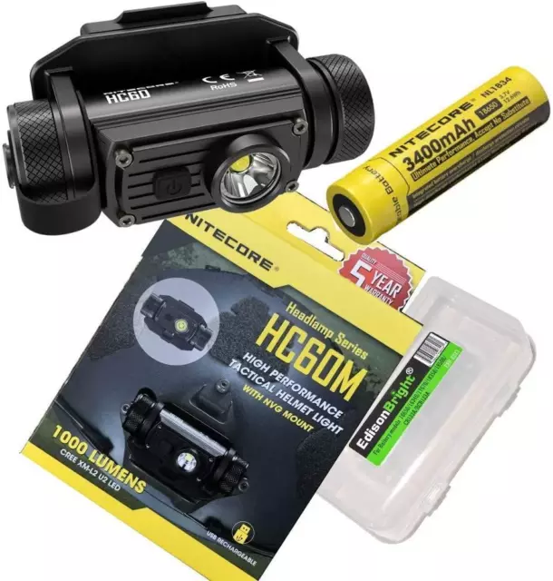 Nitecore HC60M 1000 Lumen CREE XM-L2 U2 LED NVG helmet mountable headlamp, NL189