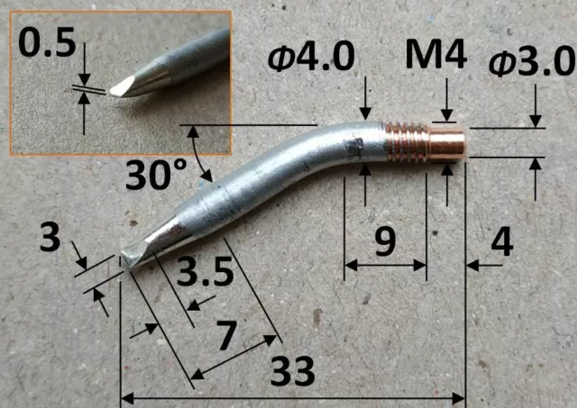 Parkside BENT SMD Chisel Soldering Iron Tip Replacem PLS48 A1 B1 C1 D2 Lidl Aldi