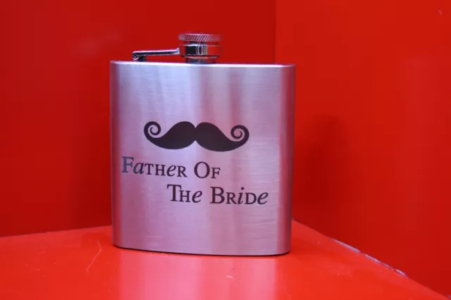 6oz Stainless Steel Hip Father Of The Bride Wedding Gift Favor Present Moustache