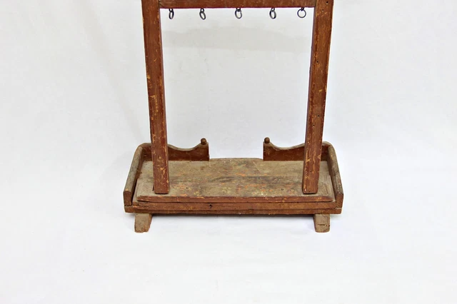 12 " Grand Vintage Ancien Bois Ladu Gopal Swing / Jhula , Jhoola Socle Inde 3