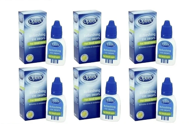Gotas refrescantes para ojos Optrex 6x 10 ml total 60 ml - P&P gratis