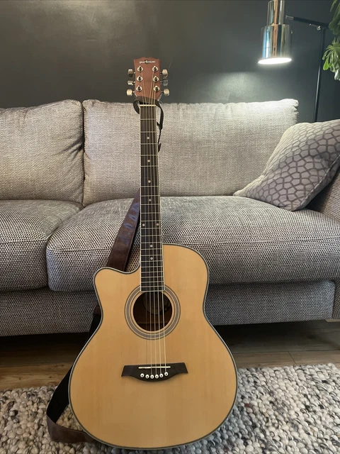 Single Cutaway Left Handed Electro Acoustic Guitar by Gear4music