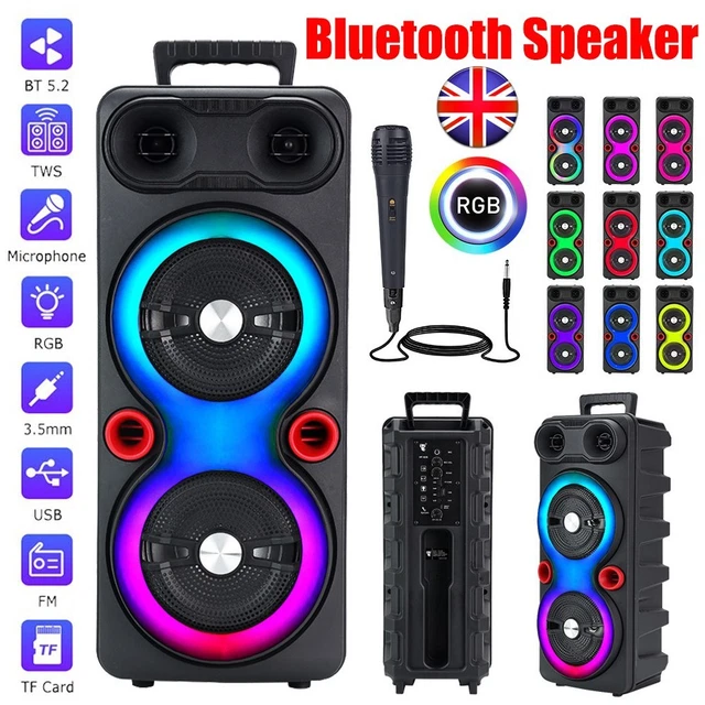 BLUETOOTH SPEAKER WIRELESS Portable Karaoke With Microphone RGB Party ...