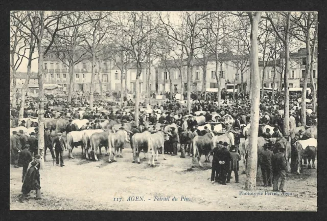 CPA - AGEN (Lot-et-Garonne) Foirail du Pin (marché très animé) - TBE