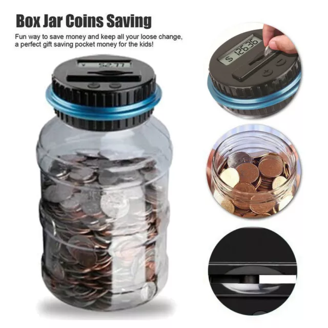 Electronic Digital Jar Piggy Money Bank Automatic Counting Coin Saving Counter