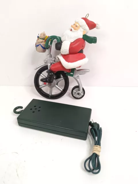 1998 Avon Cycling Santa Musical Ornament Christmas Battery Operated Music Works