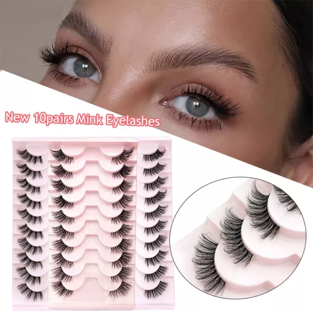 3D Faux Mink Half Corner Eyelashes False Natural Fake Eye Lashes Black 5/10Pairs