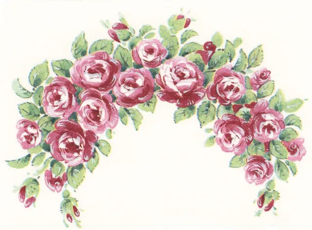 Calcomanías de cerámica tobogán de flor rosa rosa 2 piezas 3-3/4"" X 2-3/4