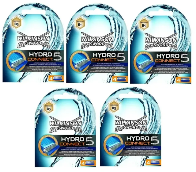 Wilkinson SWORD Hydro5 CONNECT / 5x 4 cuchillas de repuesto originales/EMBALAJE ORIGINAL 20 cuchillas de repuesto