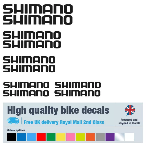 Shimano bike decals labels stickers, free bike protection (25 pack) - 20 colours