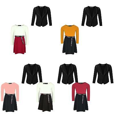 Girls Tik Tok Belt Skater Dress Shoulder Detail Jacket Blazer Set Bundle 3-14