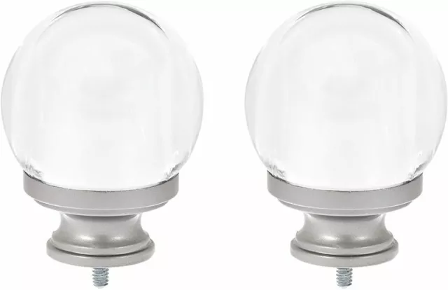 Amazon Basics Clear Acrylic Ball Curtain Rod Finials Set of Two Nickel