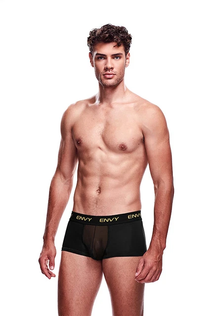 Envy Mesh Boxer Corto Nero S/M - L/XL Designer Pantaloni Sexy Elegante Bellissimi