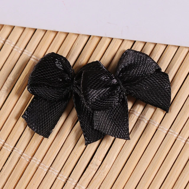 100 Pcs Decorations Attach Black Bows Girl Hair Bows Applique 12
