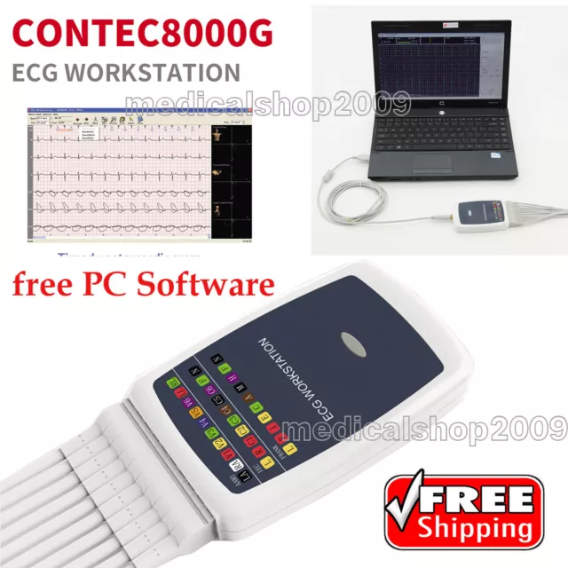 CONTEC8000G 12-lead Resting PC-ECG/EKG Workstation System PC Software ELECTORDES