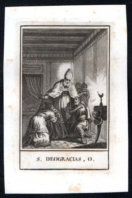 Antico inserzione 1800 de San Deogracias O. santino estampa holy card image pieu