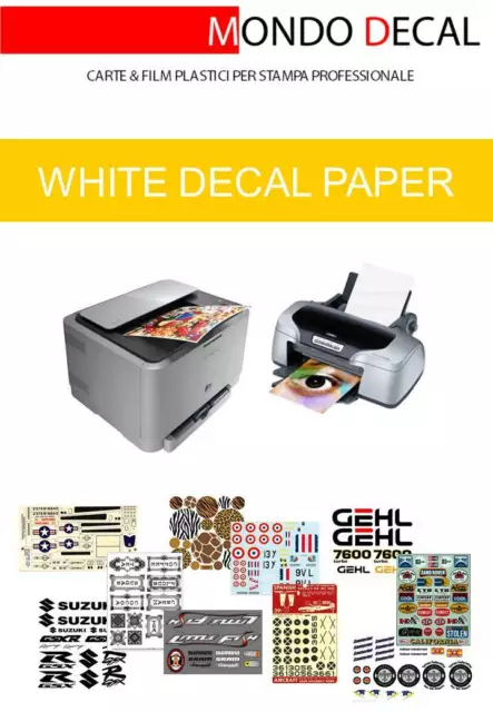 Carta Decalcomanie, Waterslide Decal White Paper: 2 Fogli Bianchi A4