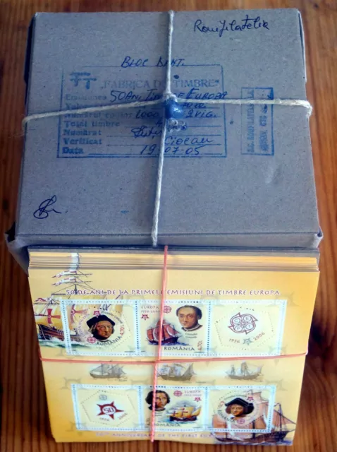 ORIGINAL-PAKET: ME 25.000,00: WHOLESALE: 1000 BLOCKS Rumänien Kolumbus 50 Jahre