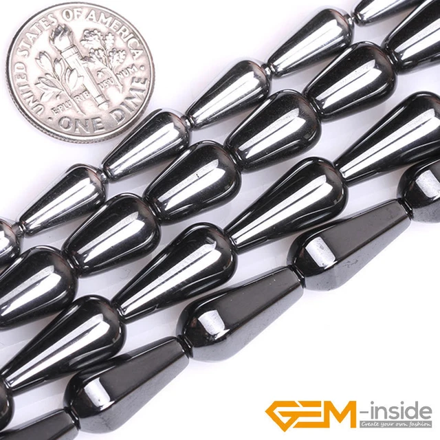Natural Black Hematite Gemstone Teardrop Spacer Beads For Jewelry Making 15" YB