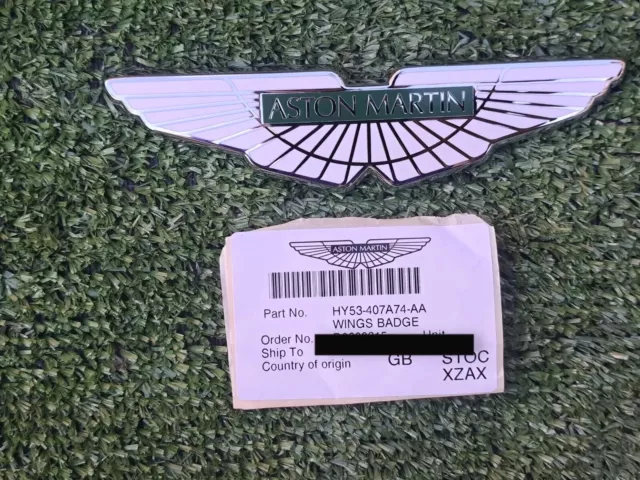 Genuine Original Aston Martin DB11 Bonnet Boot Badge White Green Chrome Enamel