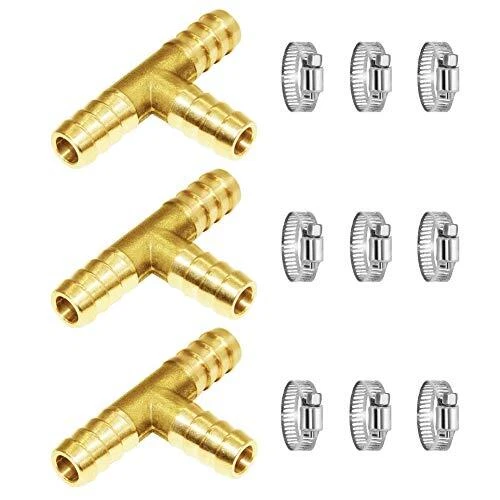 3/8" Hose Barb Fitting,Tee 3 way Brass Fitting Intersection