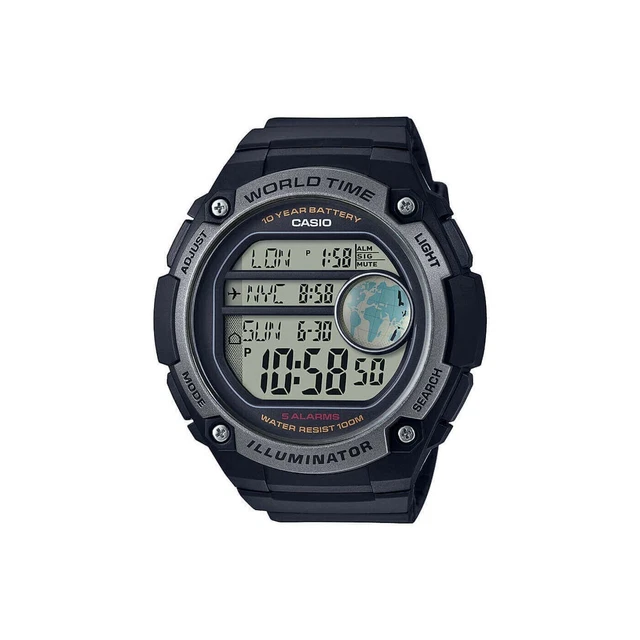 CASIO ILLUMINATOR WATCH, men's World Time Chronograph Digital Watch AE