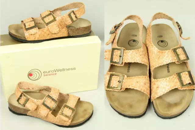 euroWELLNESS Balance EVA Woven Leather Cork Shoes Mules Slip On Sandals 6/37