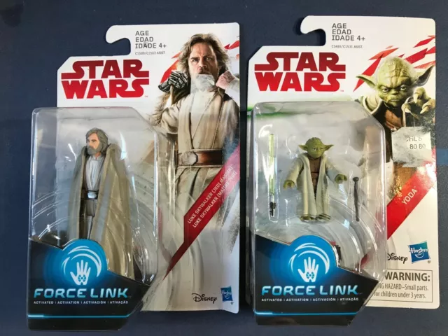 Star Wars Yoda & Luke Skywalker Jedi Master Force Link Hasbro MIB lot sealed
