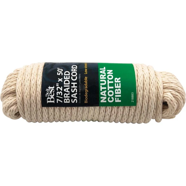 Do it Best 7/32 In. x 50 Ft. White Solid Braided Cotton Sash Cord 218883 SIM