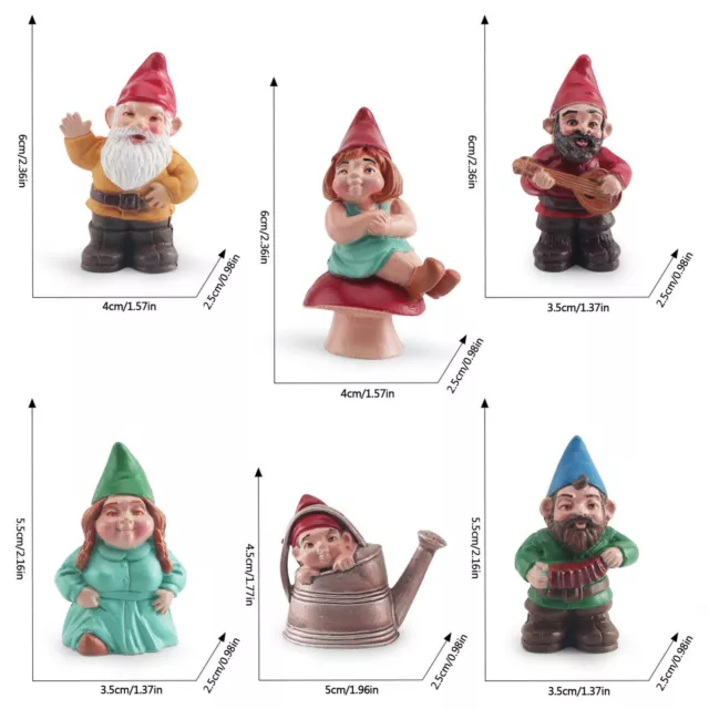 6PCS Christmas Dwarf Goblin Garden Gnome Statues Mini Resin Landscape 2