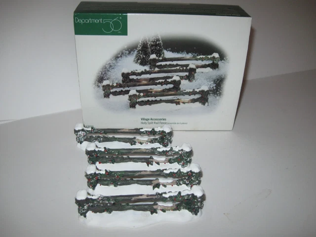 Department 56 Village Accessories Holly Split Rail Fence Set of 4 Holiday #52722