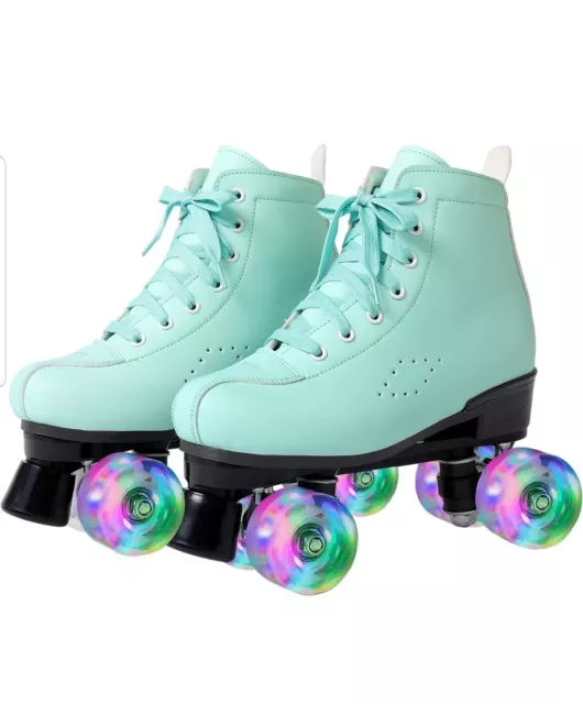 Roller Skates for Girls and Boys,Double Row 4 Wheels Shiny Quad Kids Skates 42