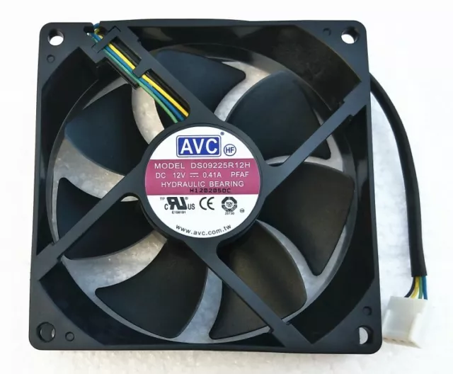 AVC  DS09225R12H 12V 0.41A 92*92*25MM 9CM PWM CPU 4pin Cooling Fan 3