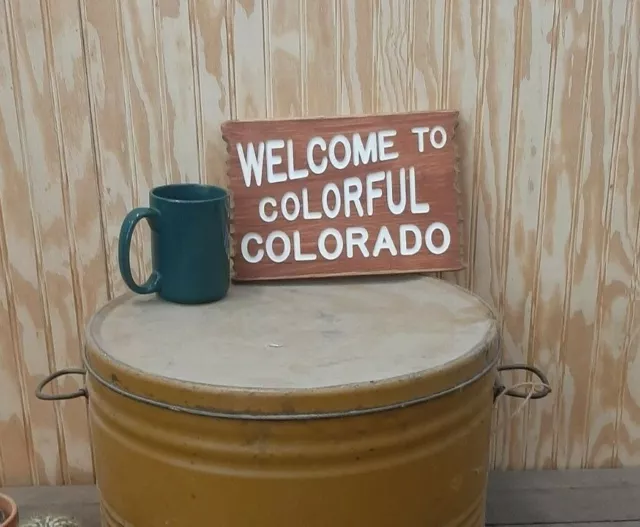 Small Welcome To Colorful Colorado Carved Rustic Wood Sign, Cabin, Lodge, Home