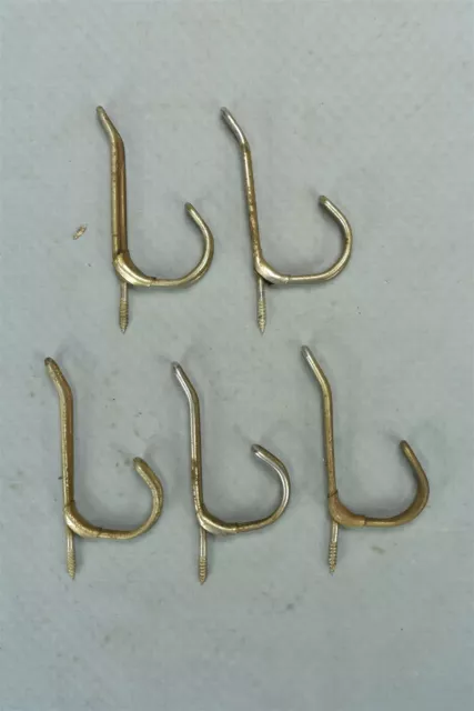 Vintage SET of 5 TWISTED WIRE HOOKS COAT HAT HEAVY DUTY FARMHOUSE SCHOOL #03768