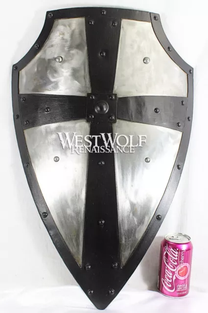 Hand-Forged Gothic LAYERED STEEL CROSS SHIELD -- Medieval Battle Armor sca/larp