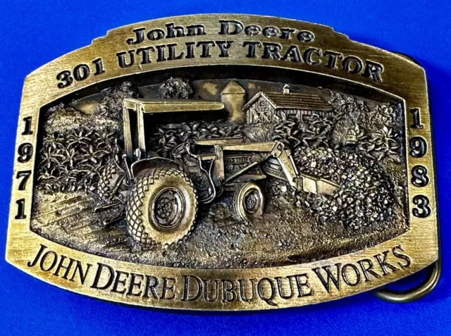 John Deere Dubuque Works 301 Utility Farm Tractors Farming Vintage Belt Buckle